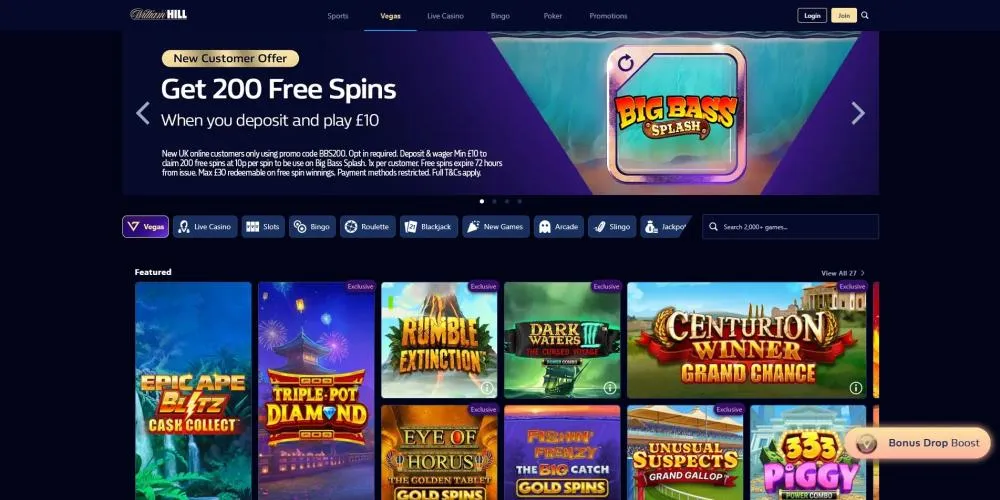 William Hill Vegas Home Screenshot