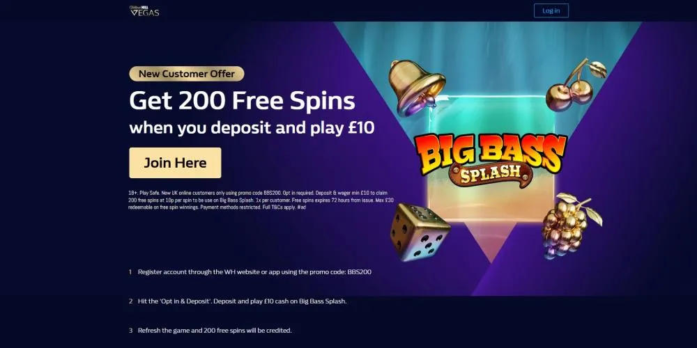 William Hill Vegas Bonus Offer Screenshot